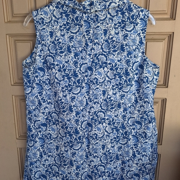 InDueTime Maternity Blouse Surplice Bodice SzM Lt White/Lt Blue Sleeveless Cute - Picture 6 of 7